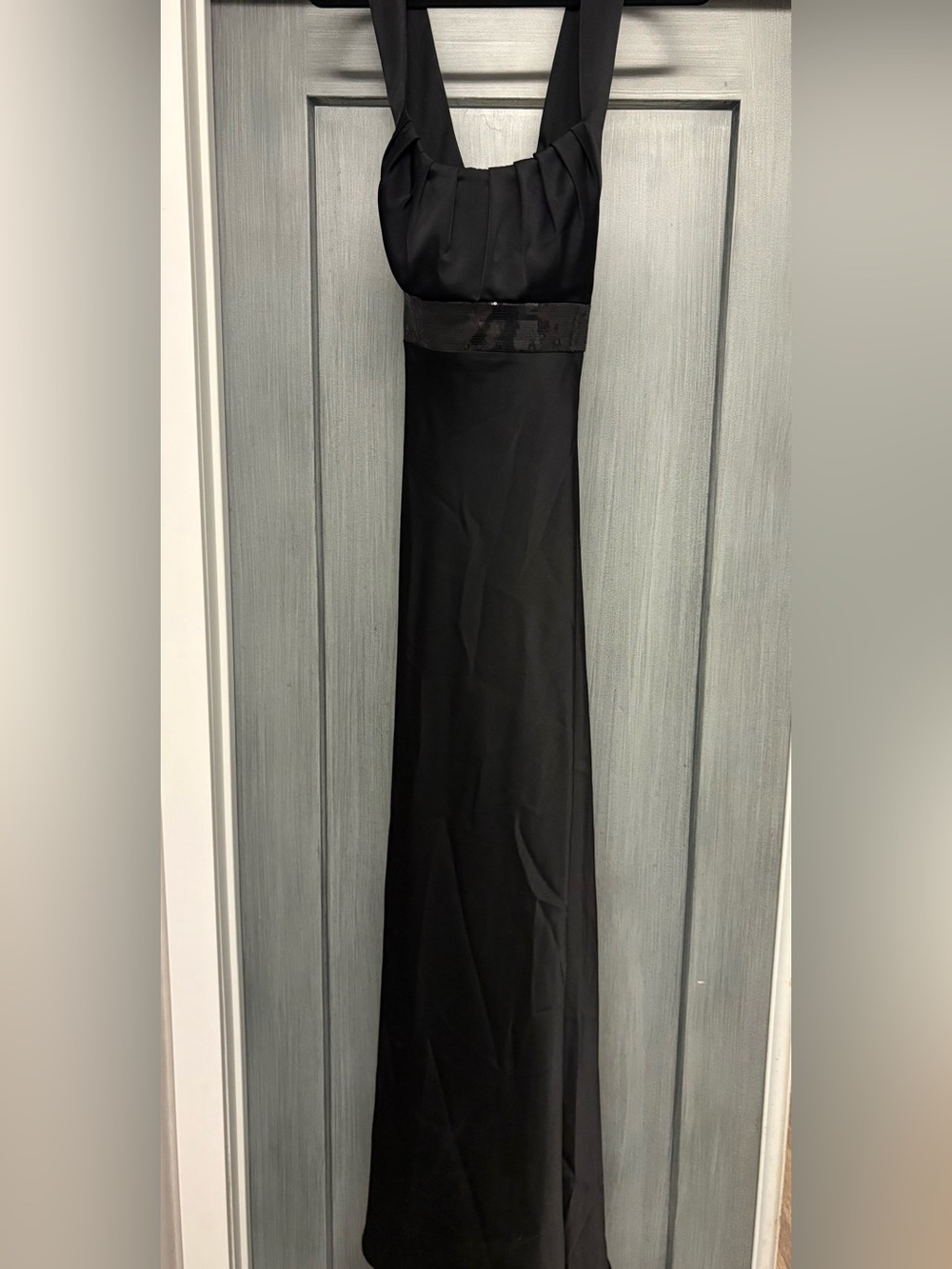 Calvin Klein Black Maxi Evening Dress with Sequin Waistband